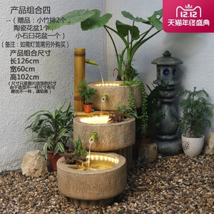 室內外流水景觀牛槽老石頭養魚缸庭院鎮宅石雕佛像舊石器擺件裝飾