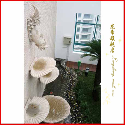 室內(nèi)外裝飾噴泉水景 公司酒店流水墻 砂巖動物壁掛-魚兒噴泉