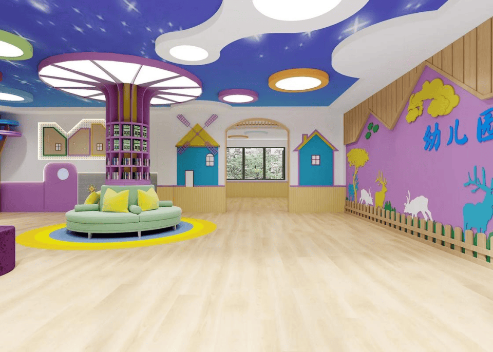 陜西幼兒園裝修施工,西安幼兒園室內裝修施工,幼兒園室外地面施工_孩